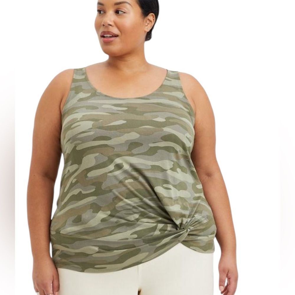 Torrid camo green Cupro Knot Front Tank size 1x